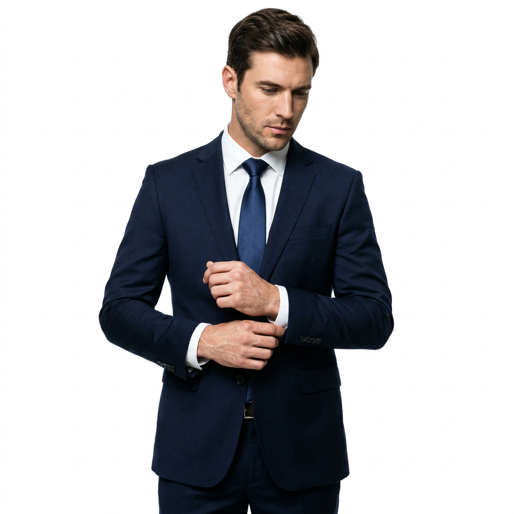 Custom Men Single Breasted TR Business 2‑Piece Suit, British American Style