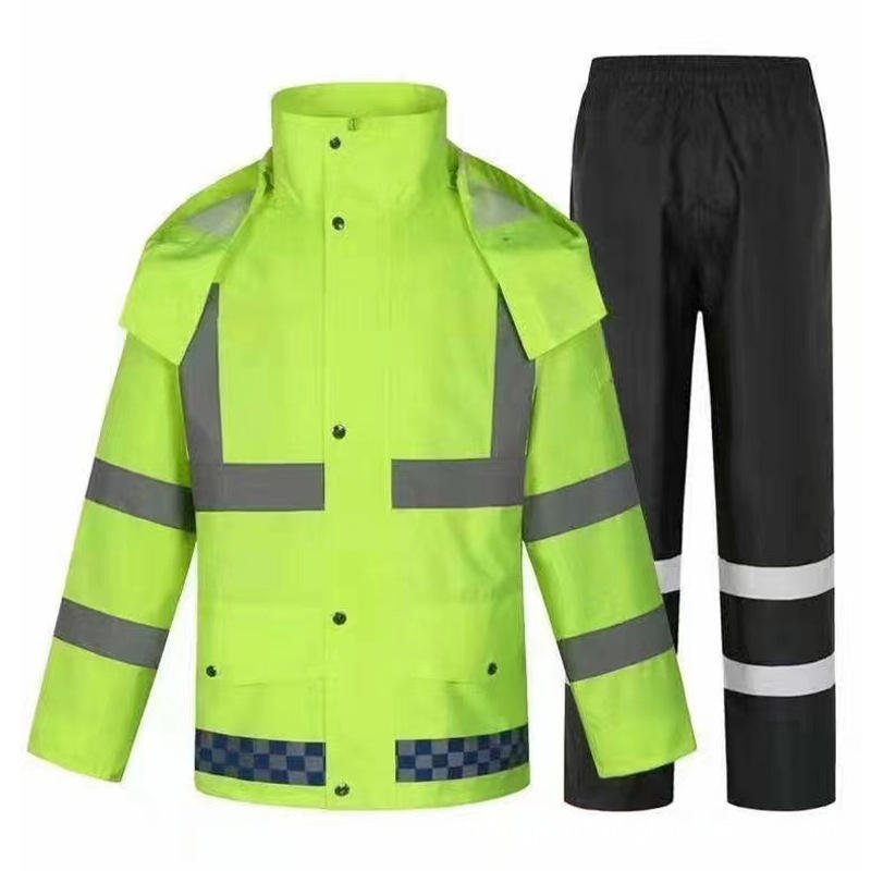 Unisex Hi Vis Reflective Rain Suit Set Waterproof Oxford Breathable Plus Size Tr