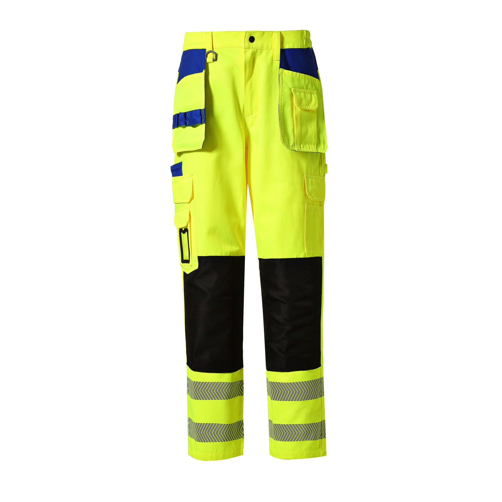 High Visibility Reflective Safety Work Trousers, 70% Polyester 30% Cotton EN ISO 20471 Cargo Work Pants for Men