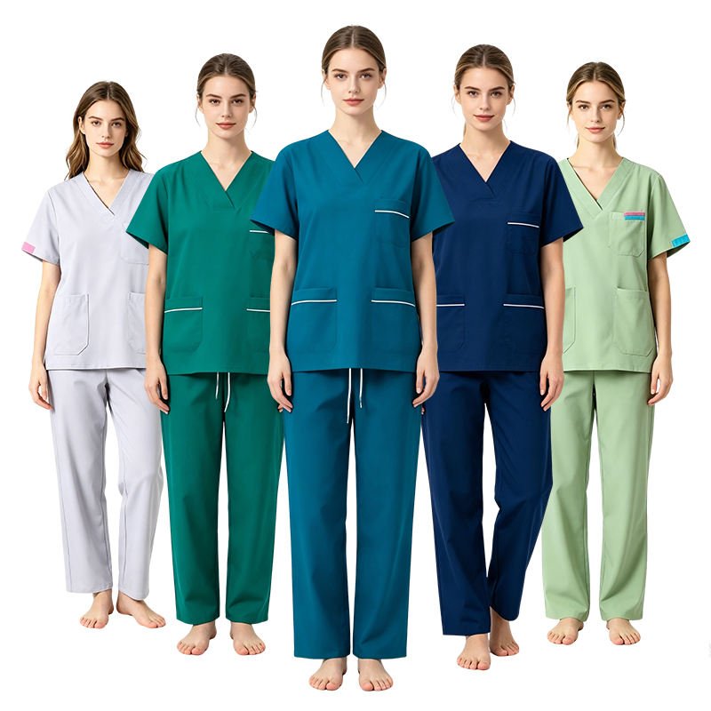 Unisex Anti Wrinkle Polyester Medical Scrub Sets, All Season